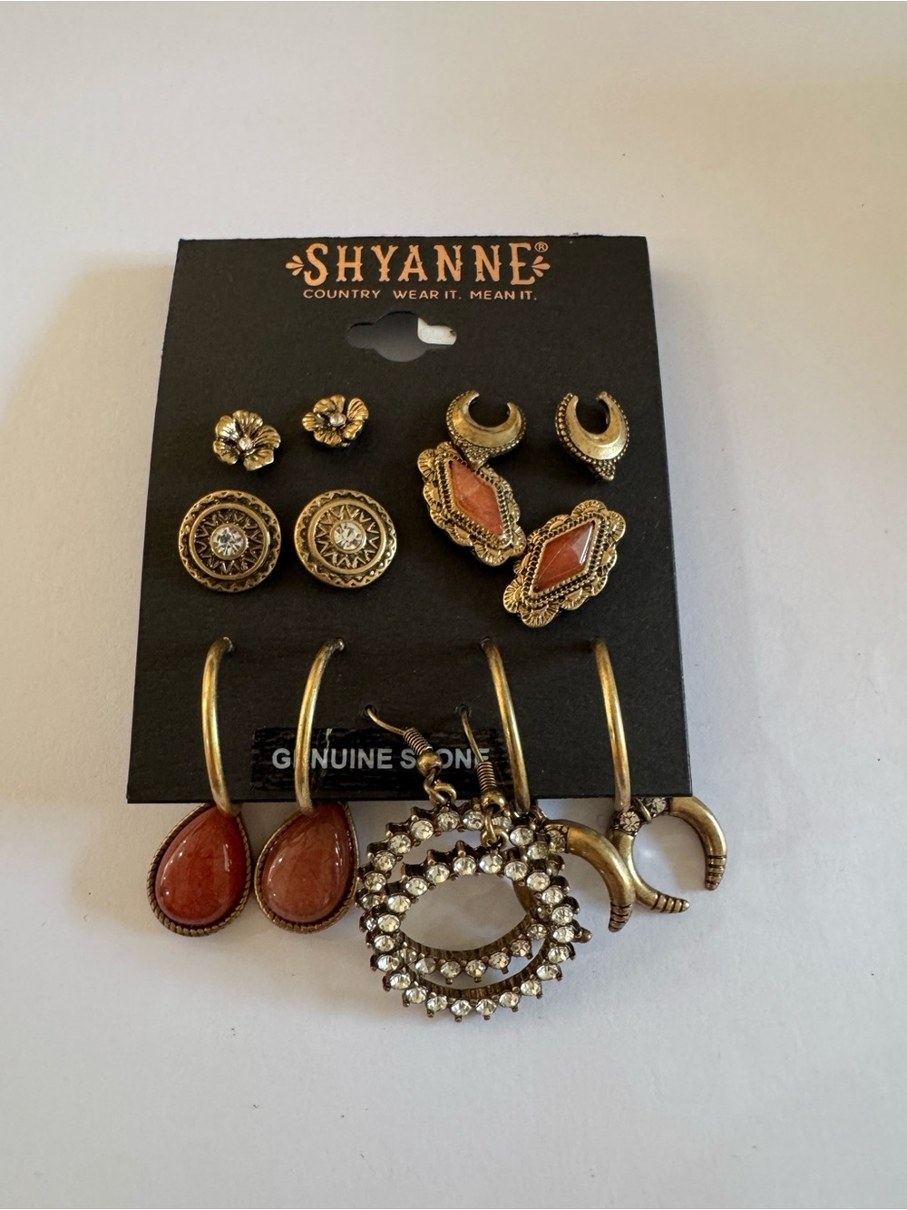 Shyanne Gold-Tone and Coral Accent Earring Set